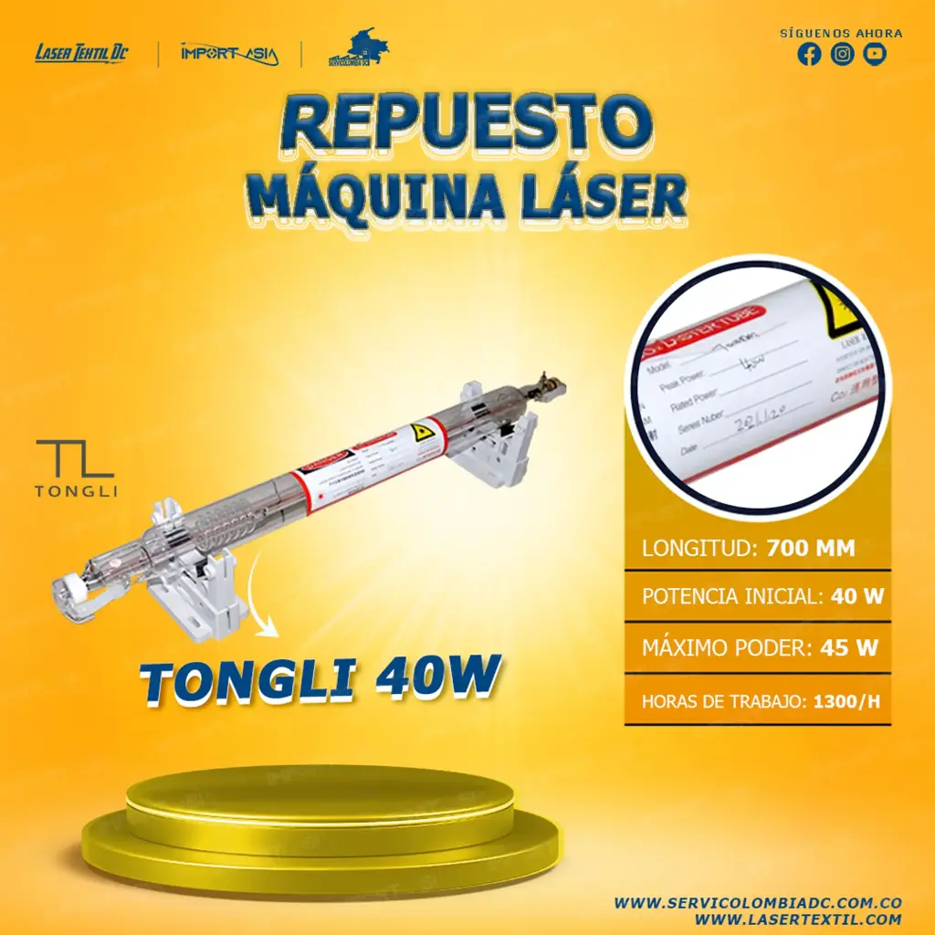 [TONGLI-40W] Tubo láser Co2 40w Tongli