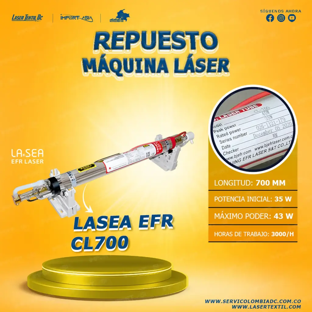 [EFR-CL70035W] Tubo láser Co2 35w EFR CL700